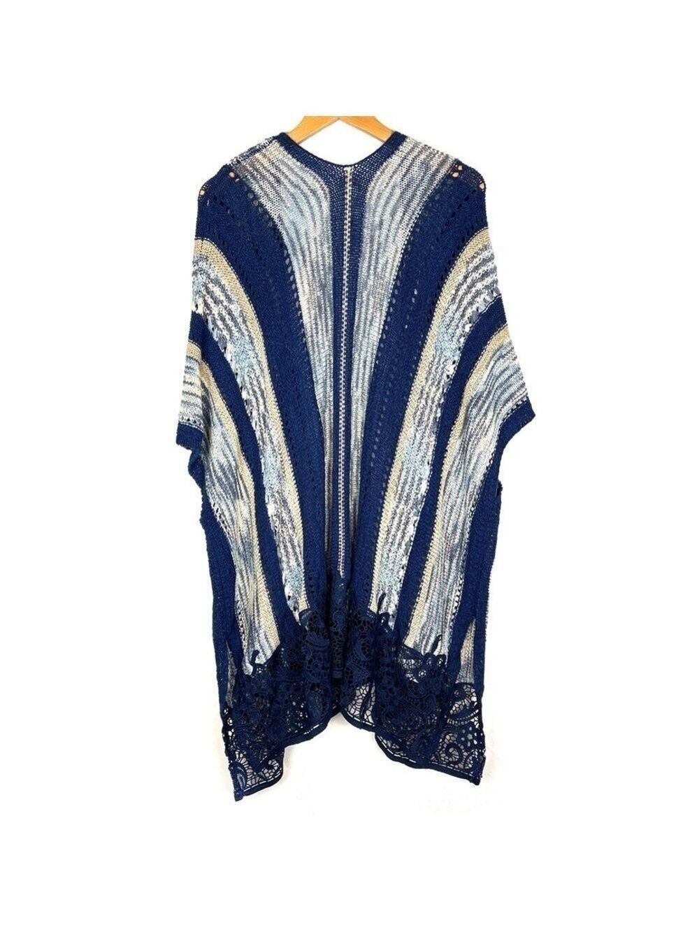 Chico's Blue Crochet Knit Duster Topper Large - Picture 6 of 8